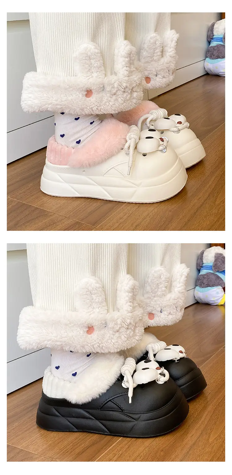 2025 Winter Warm Cotton Slippers Black with Faux Fur — feature 16