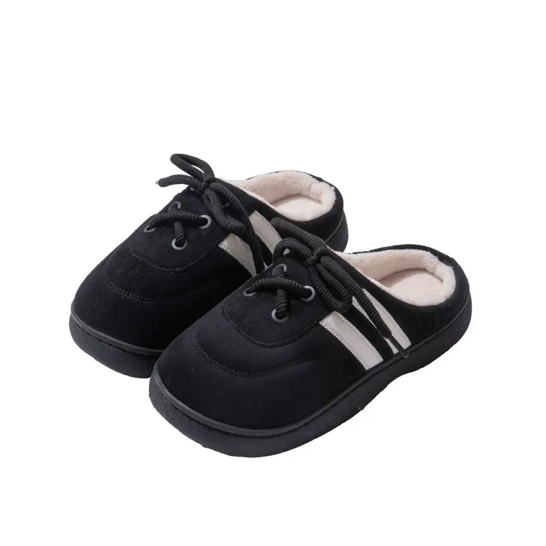 Women Winter Warm Anti-Slip Furry Slippers Black