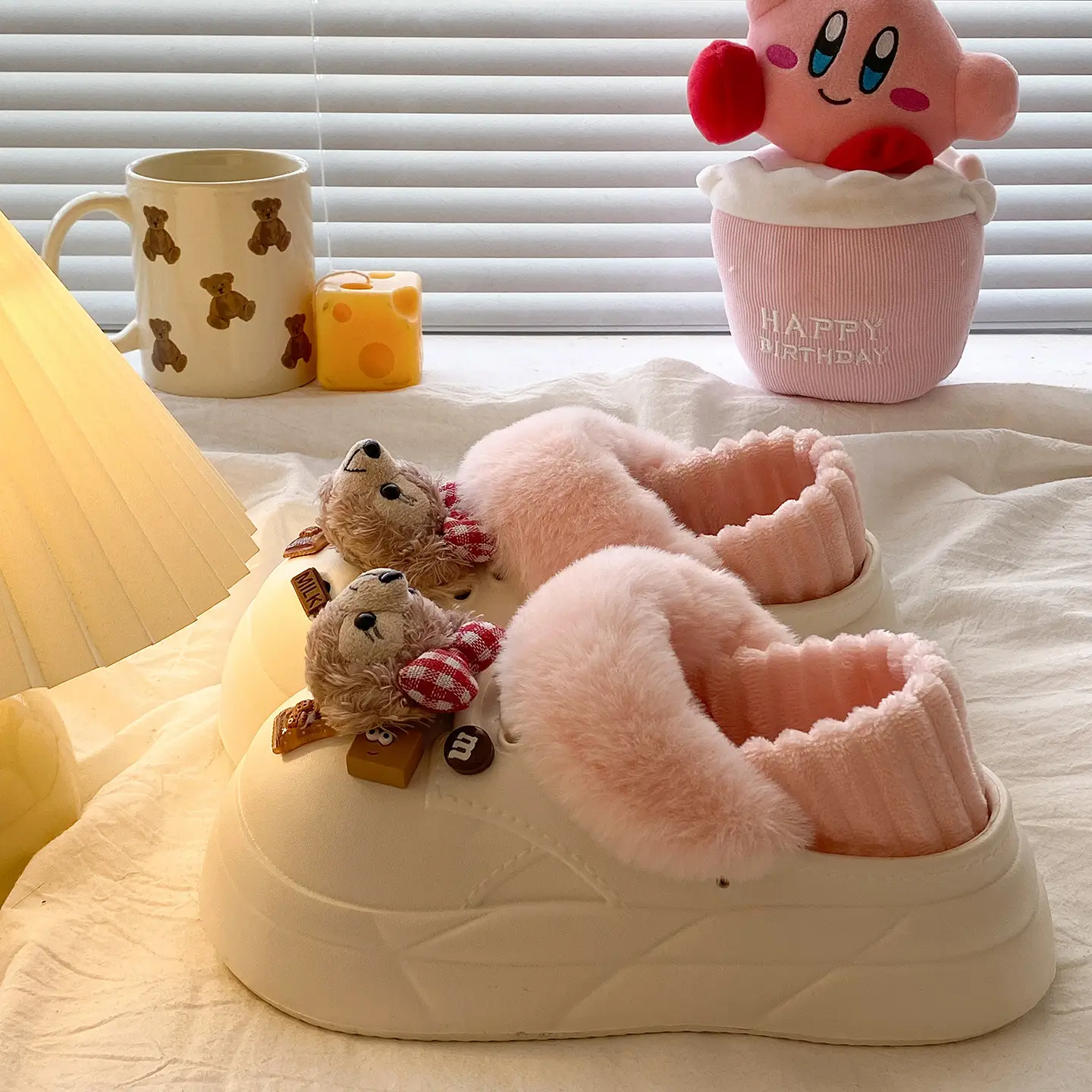 Women's Cartoon Bear Cotton Winter Slippers Black - Image 46
