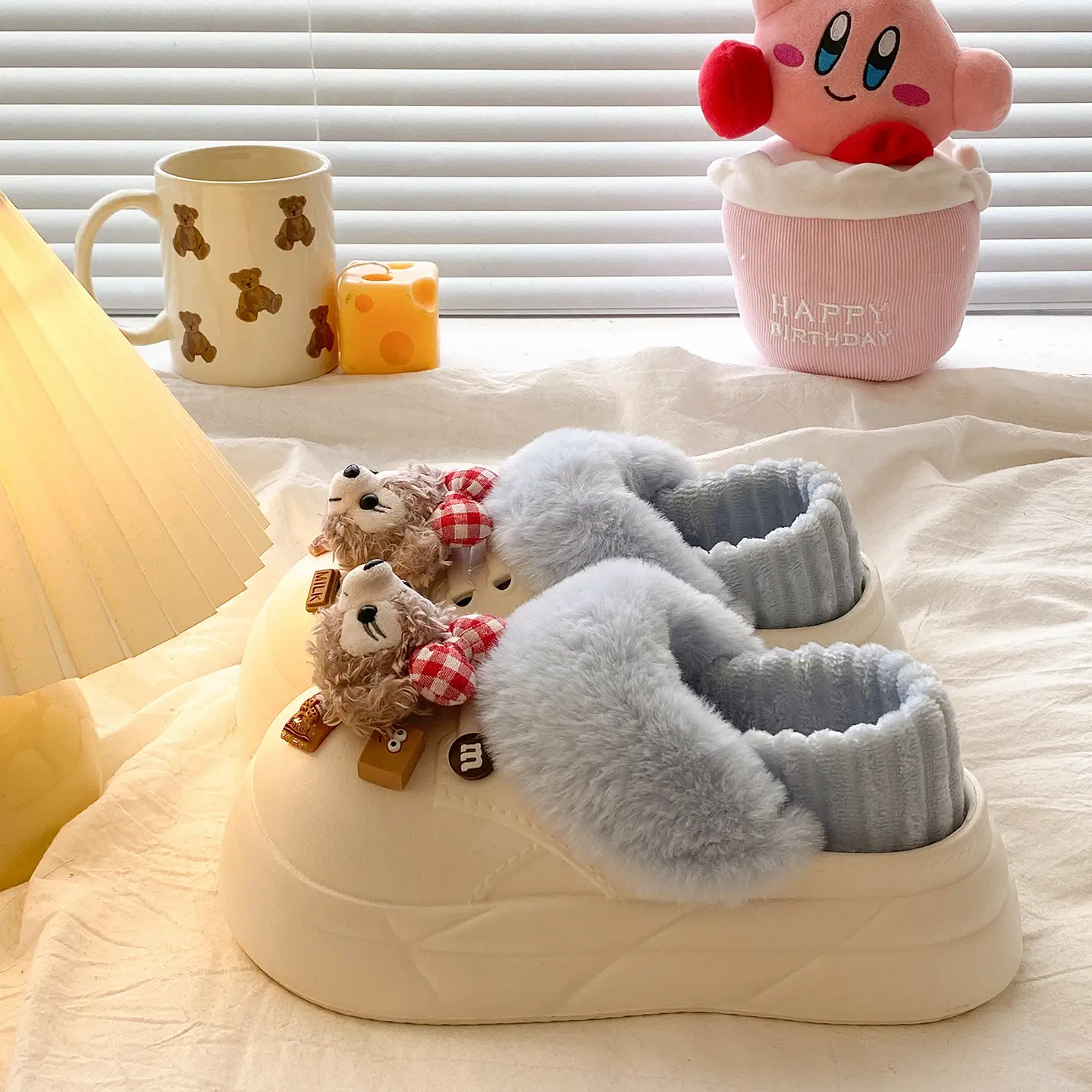 Women's Cartoon Bear Cotton Winter Slippers Black - Image 47