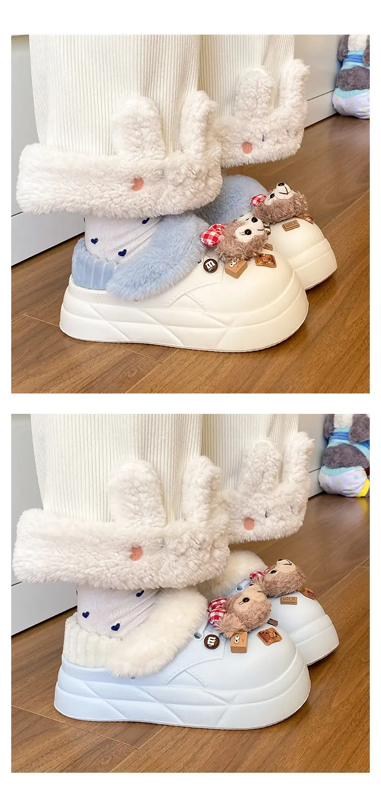 Women's Cartoon Bear Cotton Winter Slippers Black — feature 18