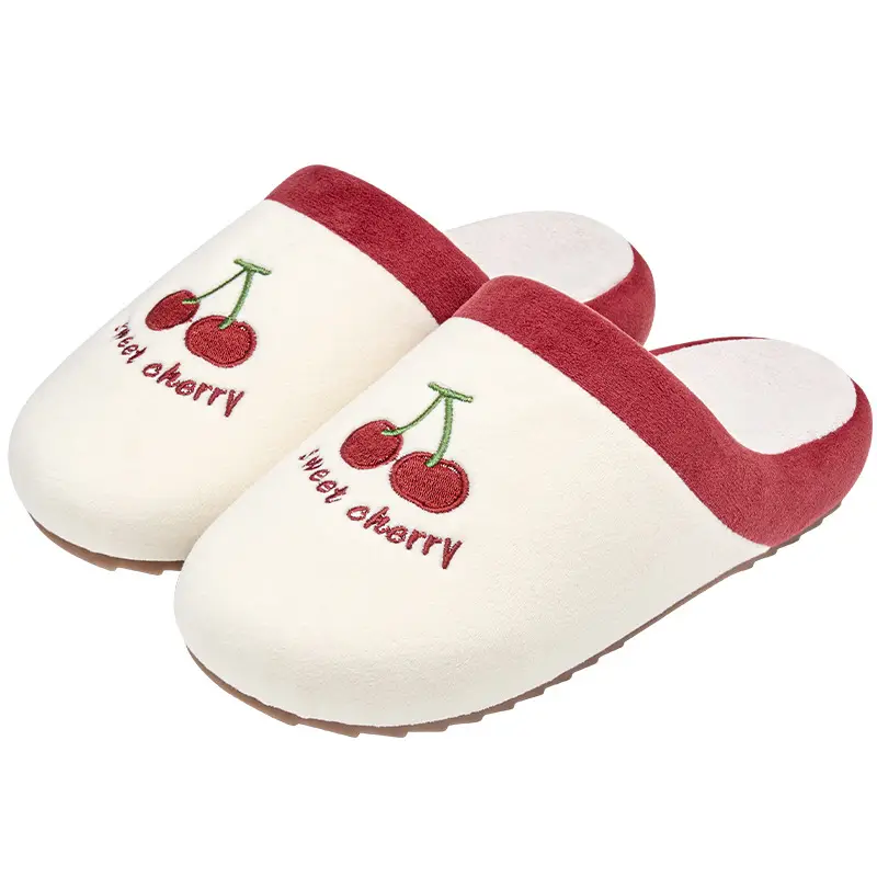 Cute Cherry Print Cotton Slippers for Home Winter - Image 7