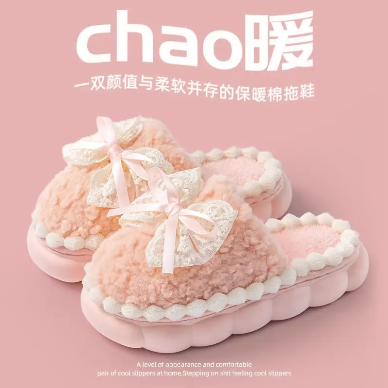 2025 New Indoor Home Thick-Soled Warm Bag Heel Furry Shoes Confinement Cotton Shoes Women's Cotton Slippers Women's Autumn and Winter - Image 2