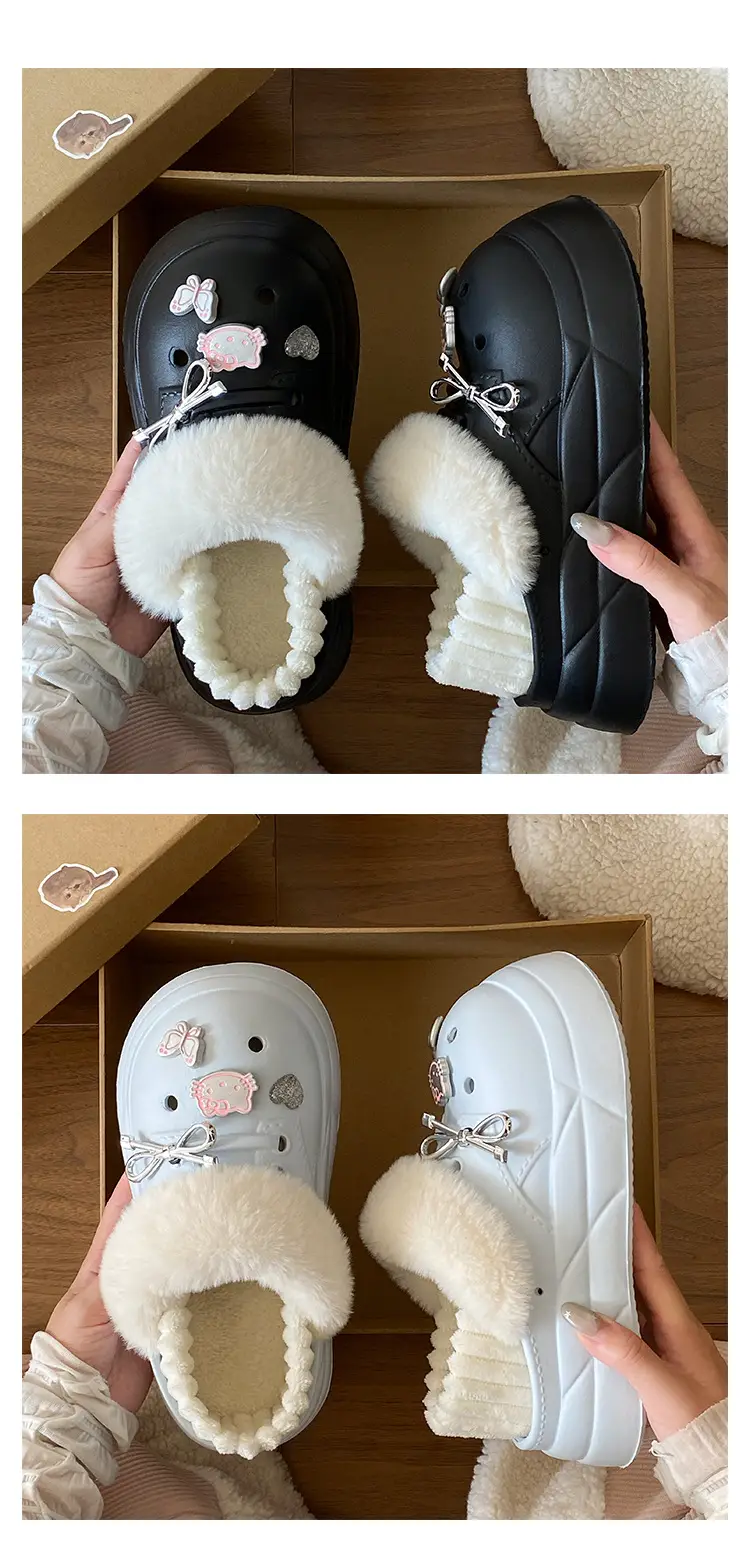 Black Butterfly Kitten Shoes with Furry Heel for Women — feature 23