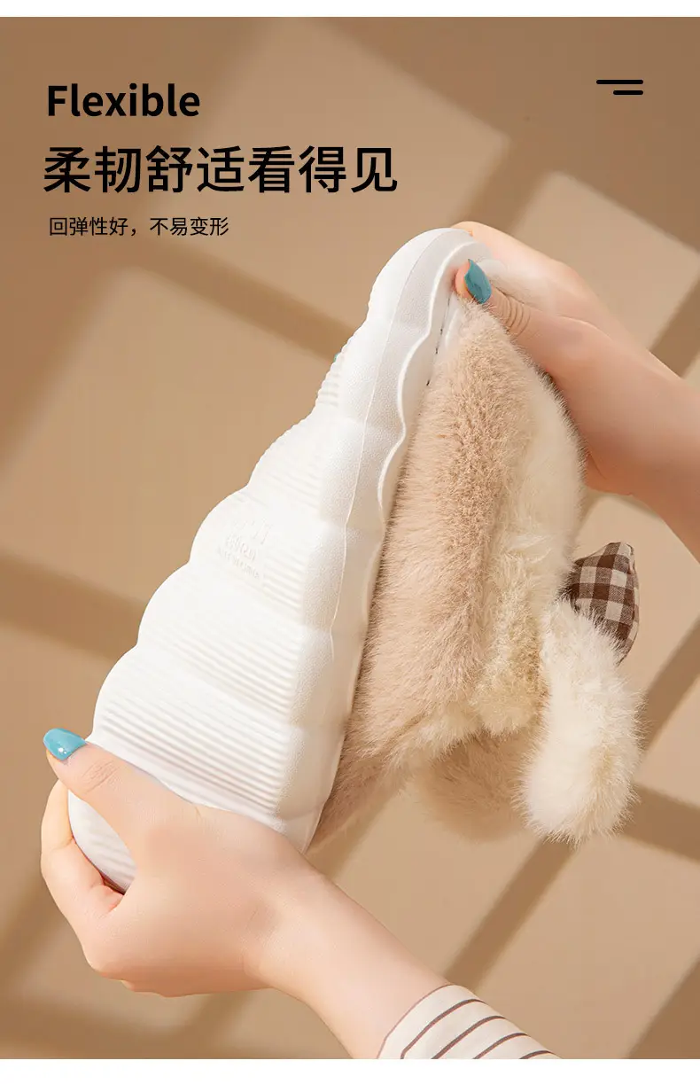 Winter Couple's Cotton Slippers for Women at Home, Thick-Soled Non-Slip Fleece-Lined Warm and Cute Confinement Cotton Slippers for Men — feature 9