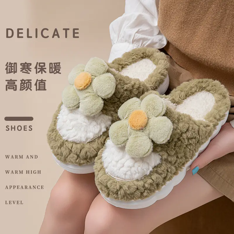 Winter Couple's Cotton Slippers for Women at Home, Thick-Soled Non-Slip Fleece-Lined Warm and Cute Confinement Cotton Slippers for Men - Image 10