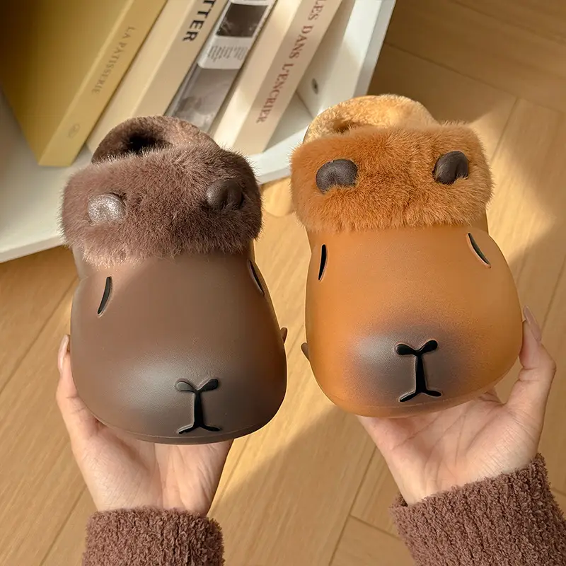 Nanbo Wan Ka Pibala Cotton Slippers for Women Winter Indoor Home Non-Slip Warm and Comfortable Plush Cotton Slippers for Women