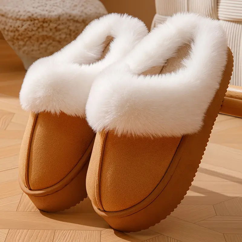 Winter Plush Cotton Slippers for Women, Indoor Home Thick-Soled Slippers, Non-Slip, Fleece-Lined, Warm, Fashionable and Versatile Cotton Slippers - Image 5