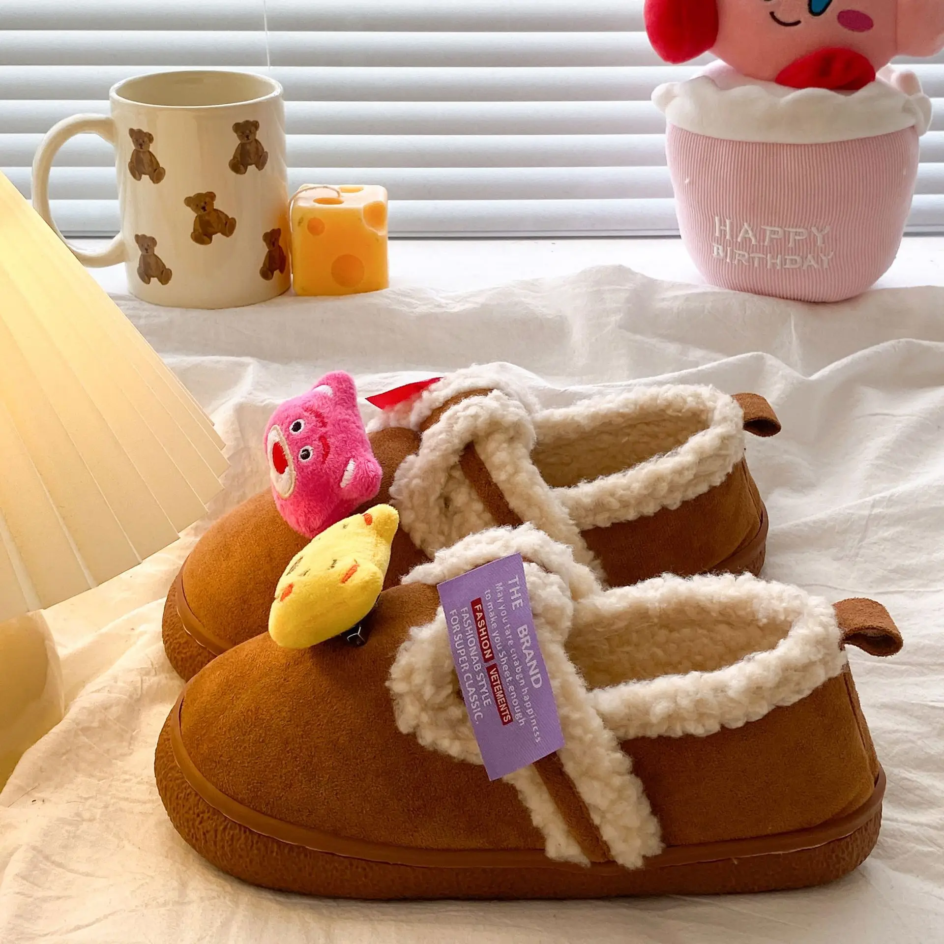 Women Velvet Cotton Slippers Can Be Worn Outside in Autumn and Winter - Image 3