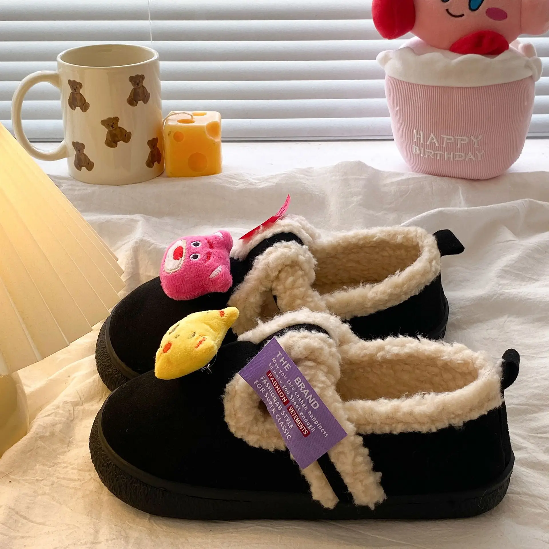Women Velvet Cotton Slippers Can Be Worn Outside in Autumn and Winter - Image 4