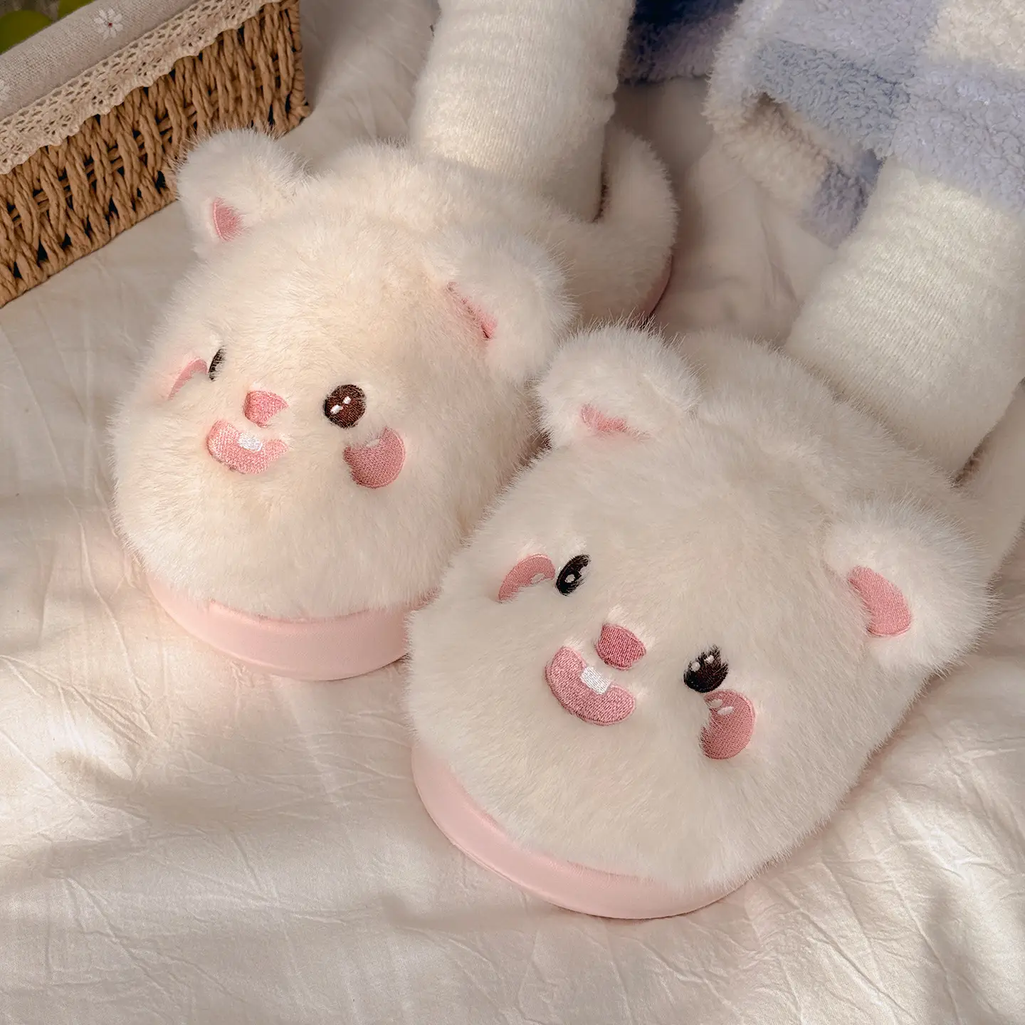 Nanbowan Pink Cartoon Cotton Slippers Women's Autumn Winter