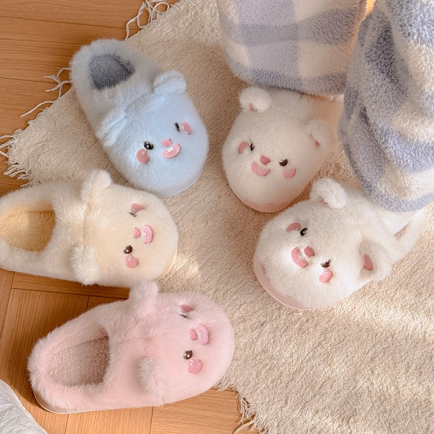 Nanbowan Pink Cartoon Cotton Slippers Women's Autumn Winter