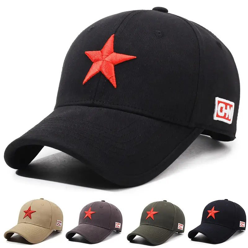 Black Baseball Cap with Red Star Embroidery - Image 6