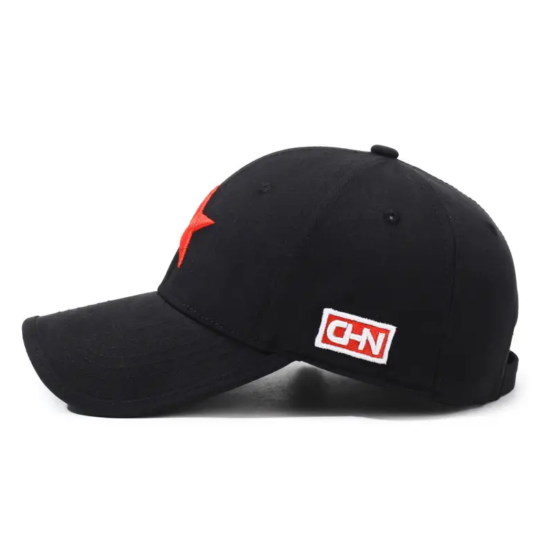 Black Baseball Cap with Red Star Embroidery - Image 8