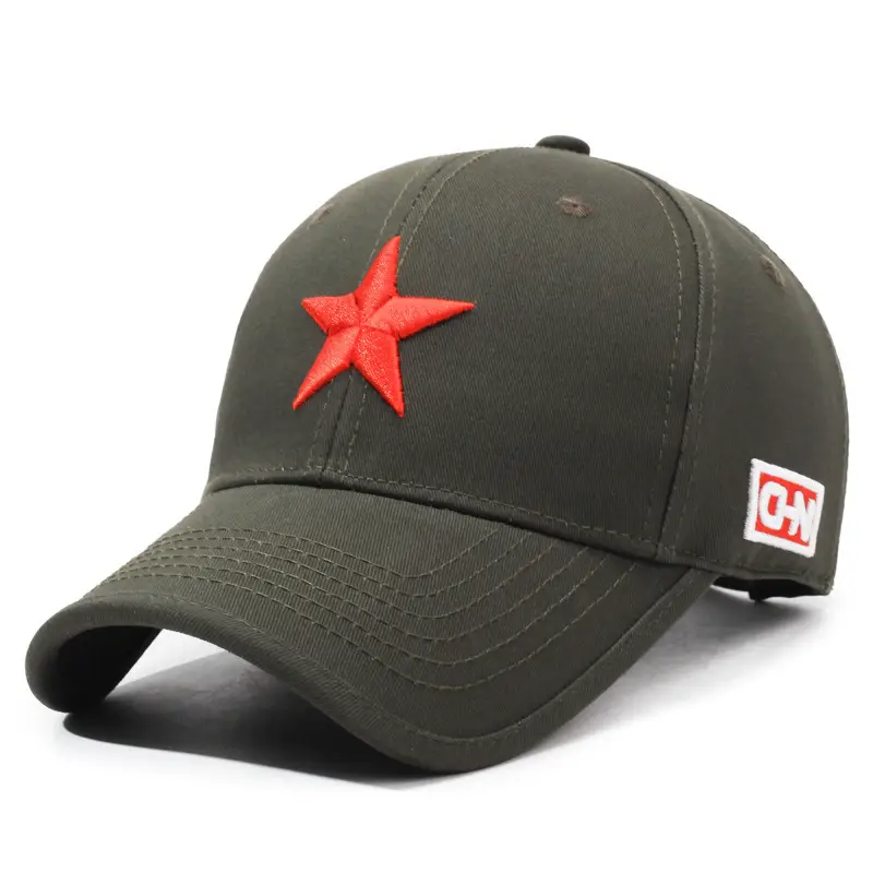 Black Baseball Cap with Red Star Embroidery - Image 5
