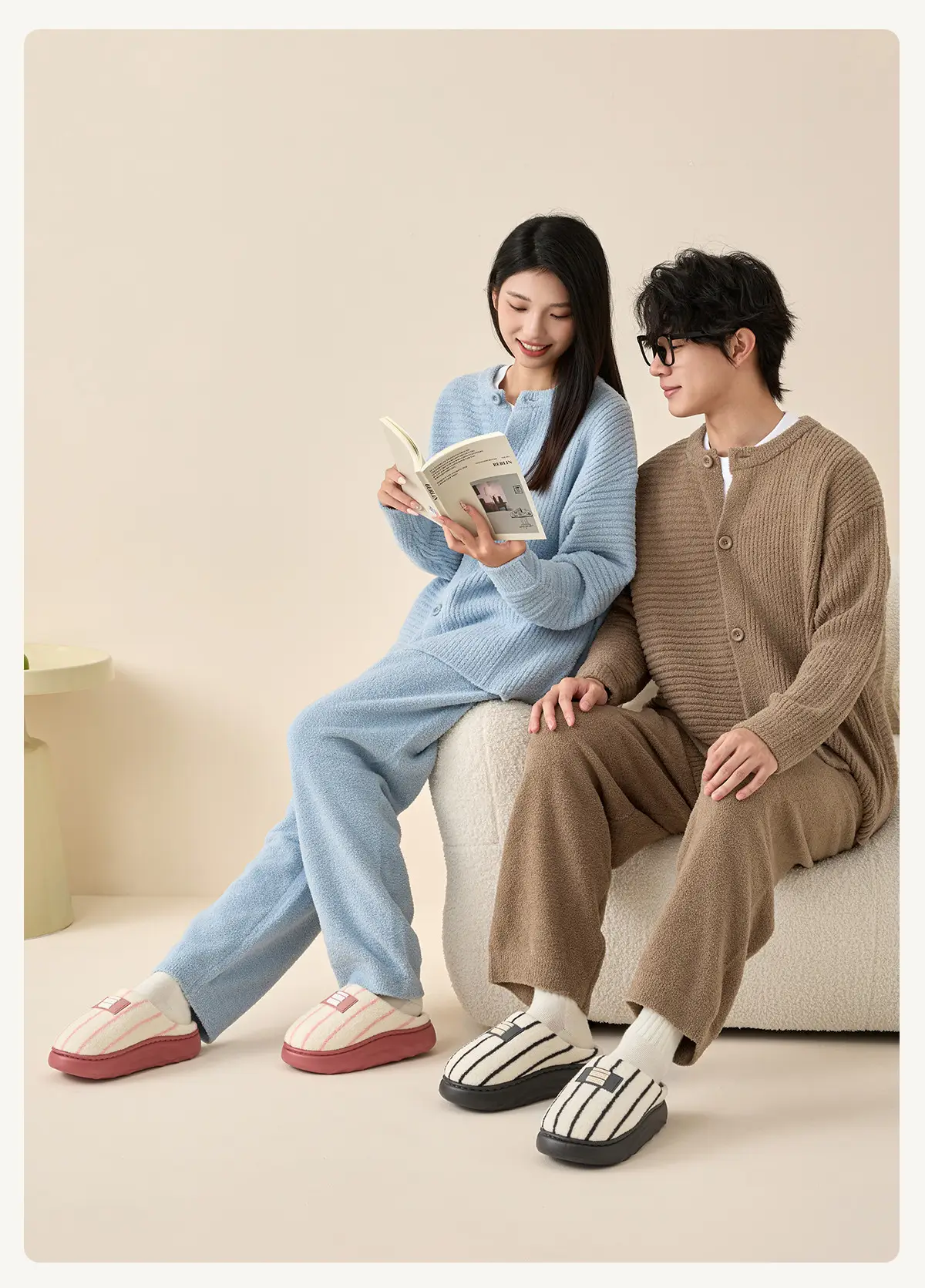 Women Winter Plush Striped Slippers Indoor Winter 2025 — feature 14