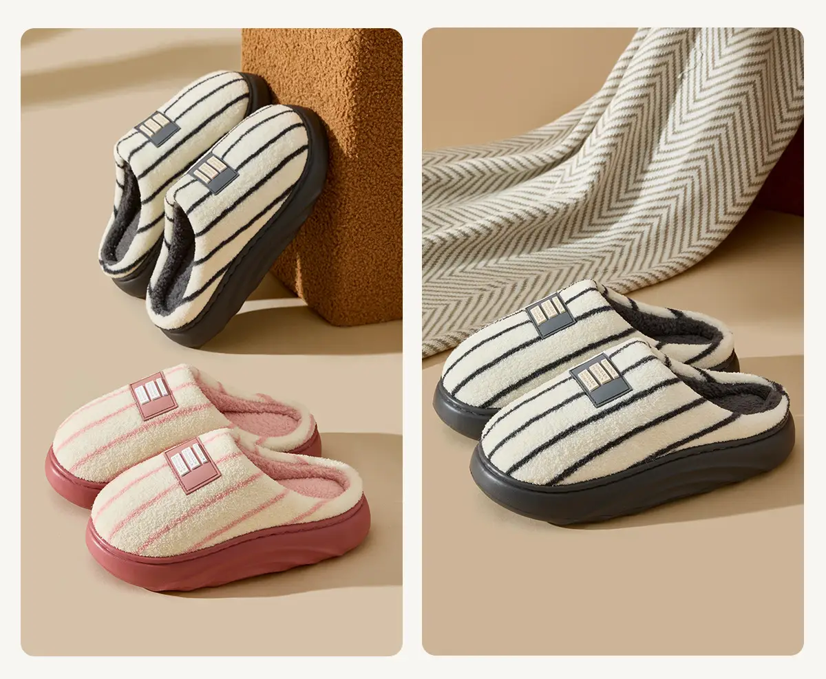 Women Winter Plush Striped Slippers Indoor Winter 2025 — feature 15