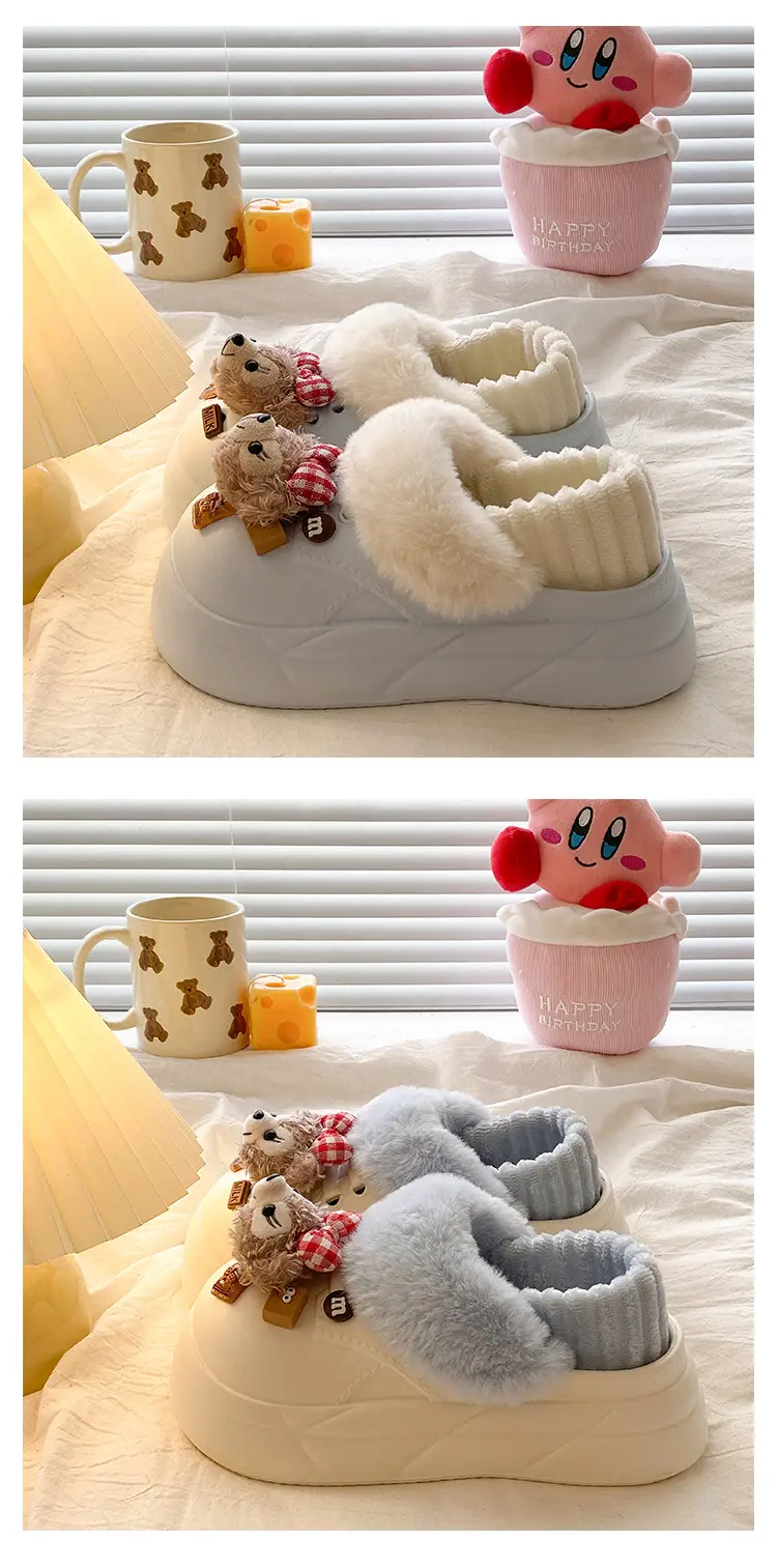 Winter Cartoon Bear Soft Infrared Slippers Women — feature 19