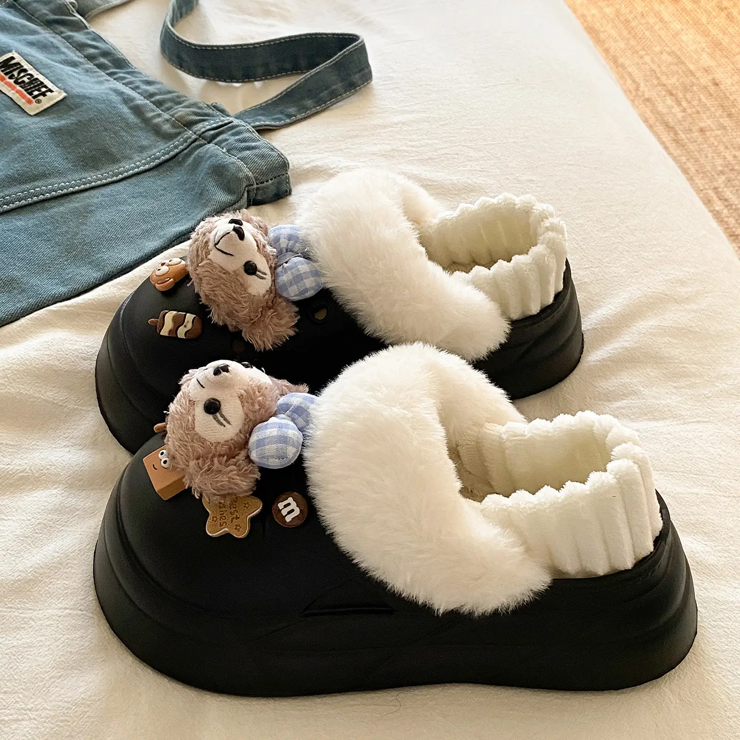 Winter Cartoon Bear Soft Infrared Slippers Women - Image 36