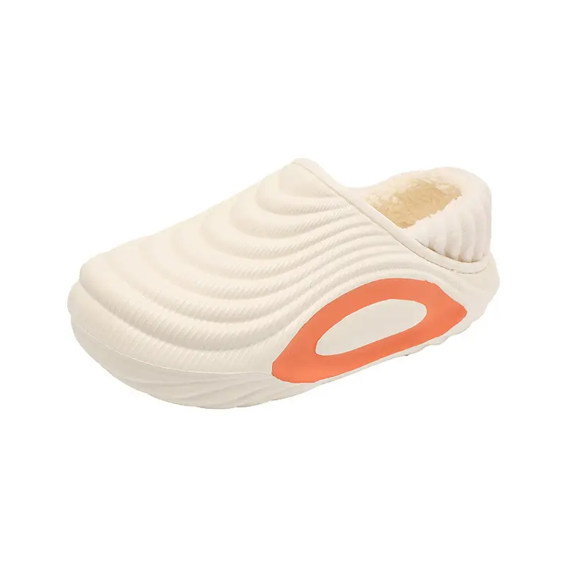 Women's Winter Fleece Lined Slipper White Orange Cushioned - Image 9