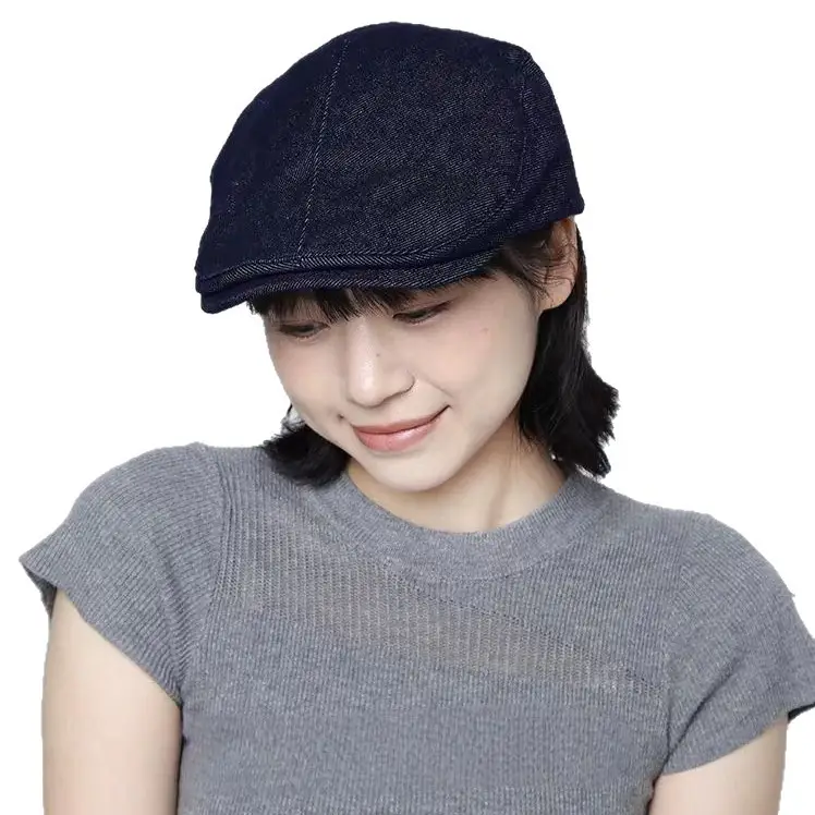 Navy Blue Denim Forward Cap Women's Duckbill Cap - Image 6