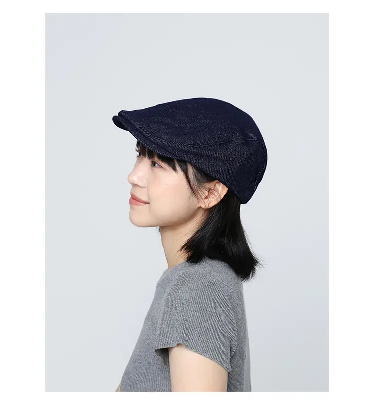 Navy Blue Denim Forward Cap Women's Duckbill Cap — feature 1