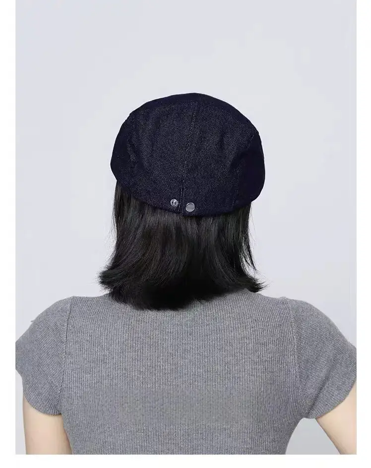 Navy Blue Denim Forward Cap Women's Duckbill Cap — feature 12