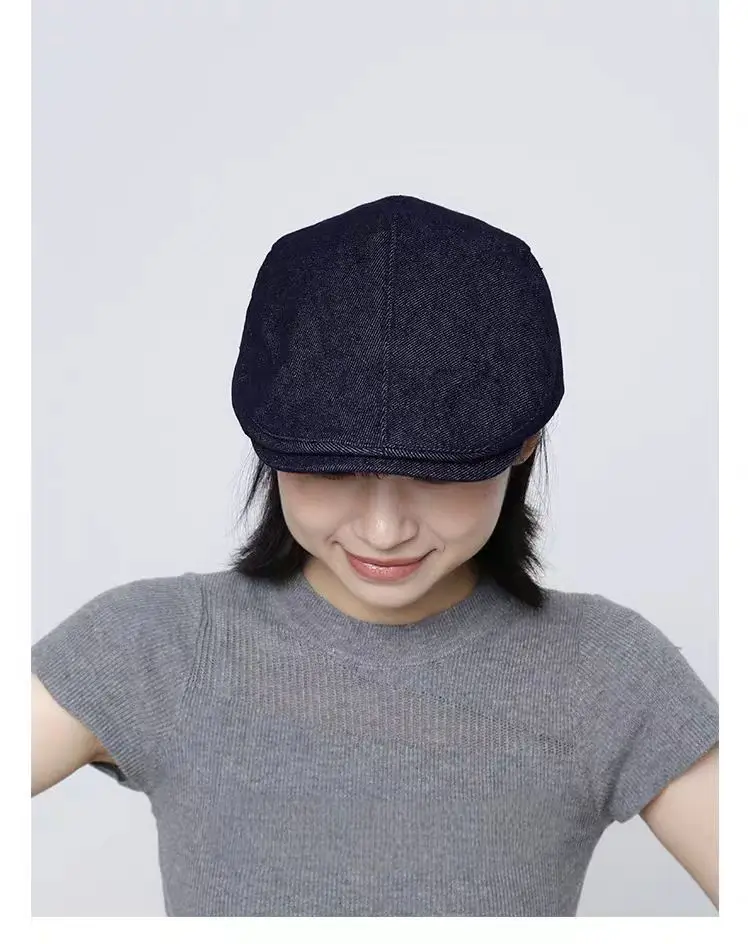Navy Blue Denim Forward Cap Women's Duckbill Cap — feature 13