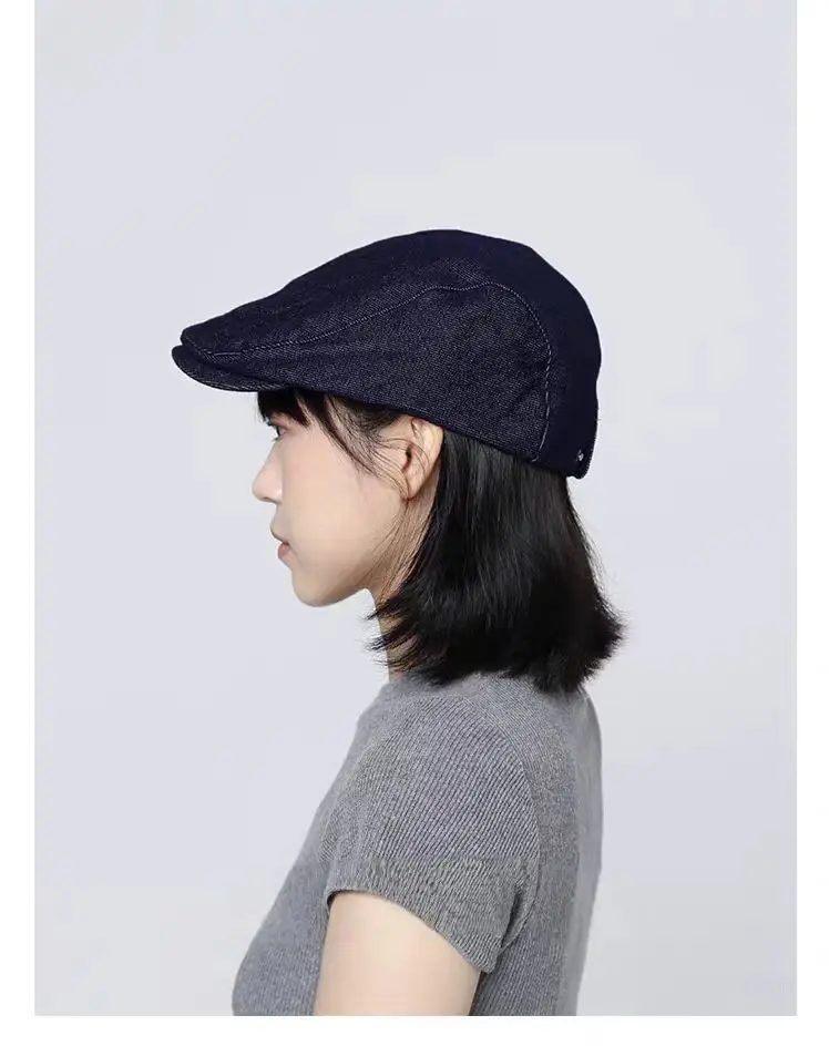 Navy Blue Denim Forward Cap Women's Duckbill Cap — feature 15