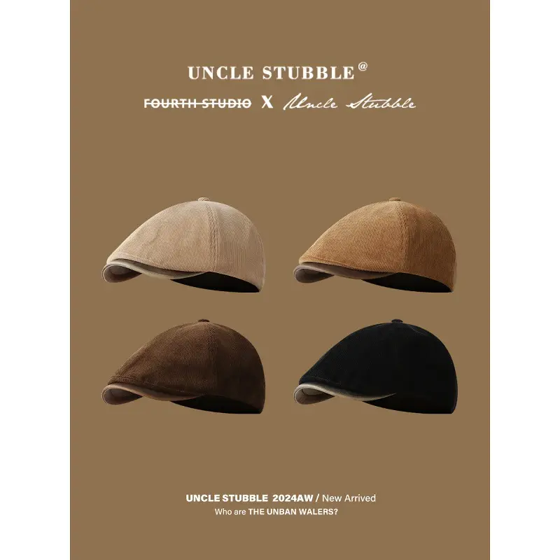 Four Seasons Retro Corduroy Cap Brown Unisex - Image 5