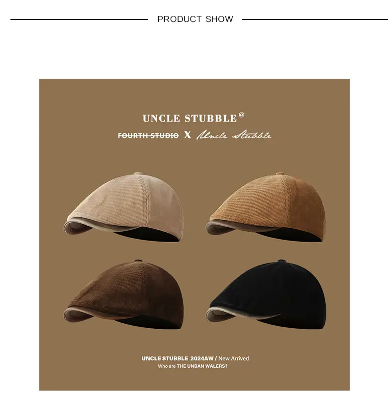 Four Seasons Retro Corduroy Cap Brown Unisex — feature 1
