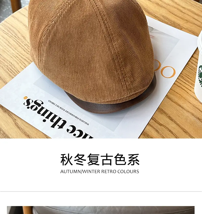 Four Seasons Retro Corduroy Cap Brown Unisex — feature 11