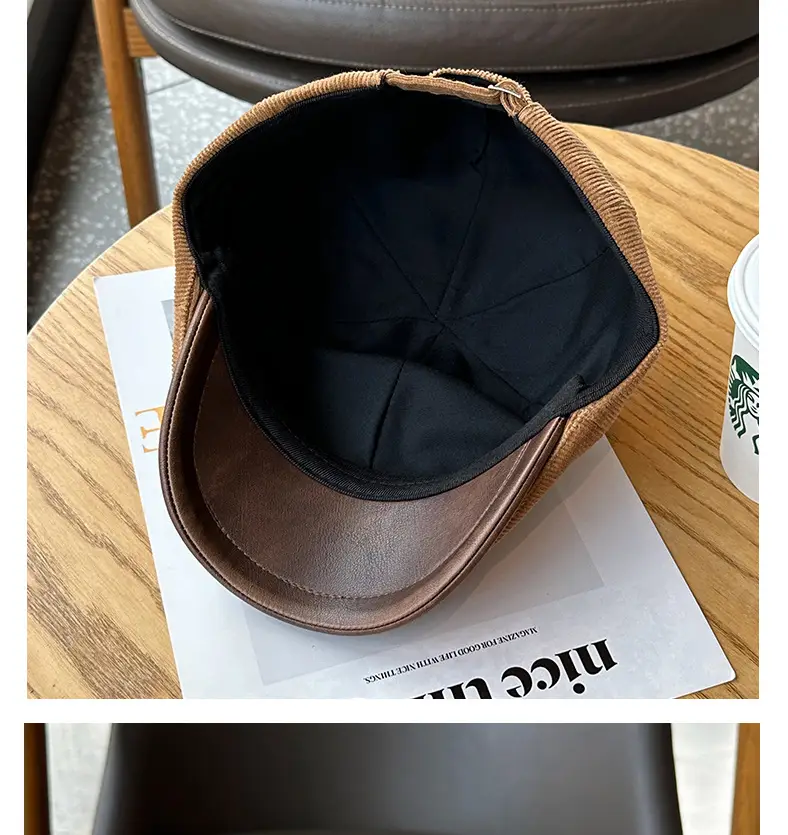 Four Seasons Retro Corduroy Cap Brown Unisex — feature 12