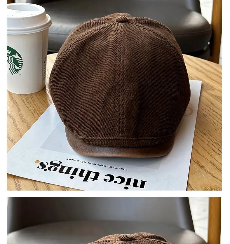 Four Seasons Retro Corduroy Cap Brown Unisex — feature 13