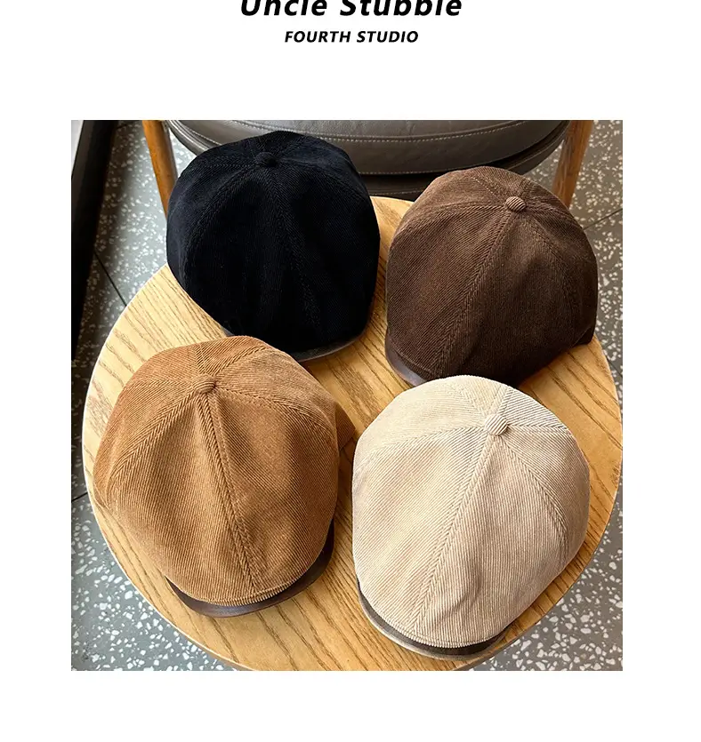Four Seasons Retro Corduroy Cap Brown Unisex — feature 3