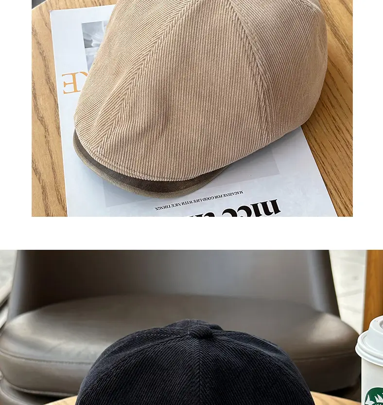Four Seasons Retro Corduroy Cap Brown Unisex — feature 7
