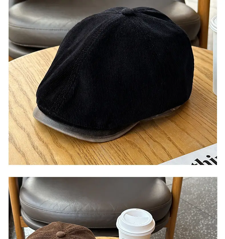 Four Seasons Retro Corduroy Cap Brown Unisex — feature 9