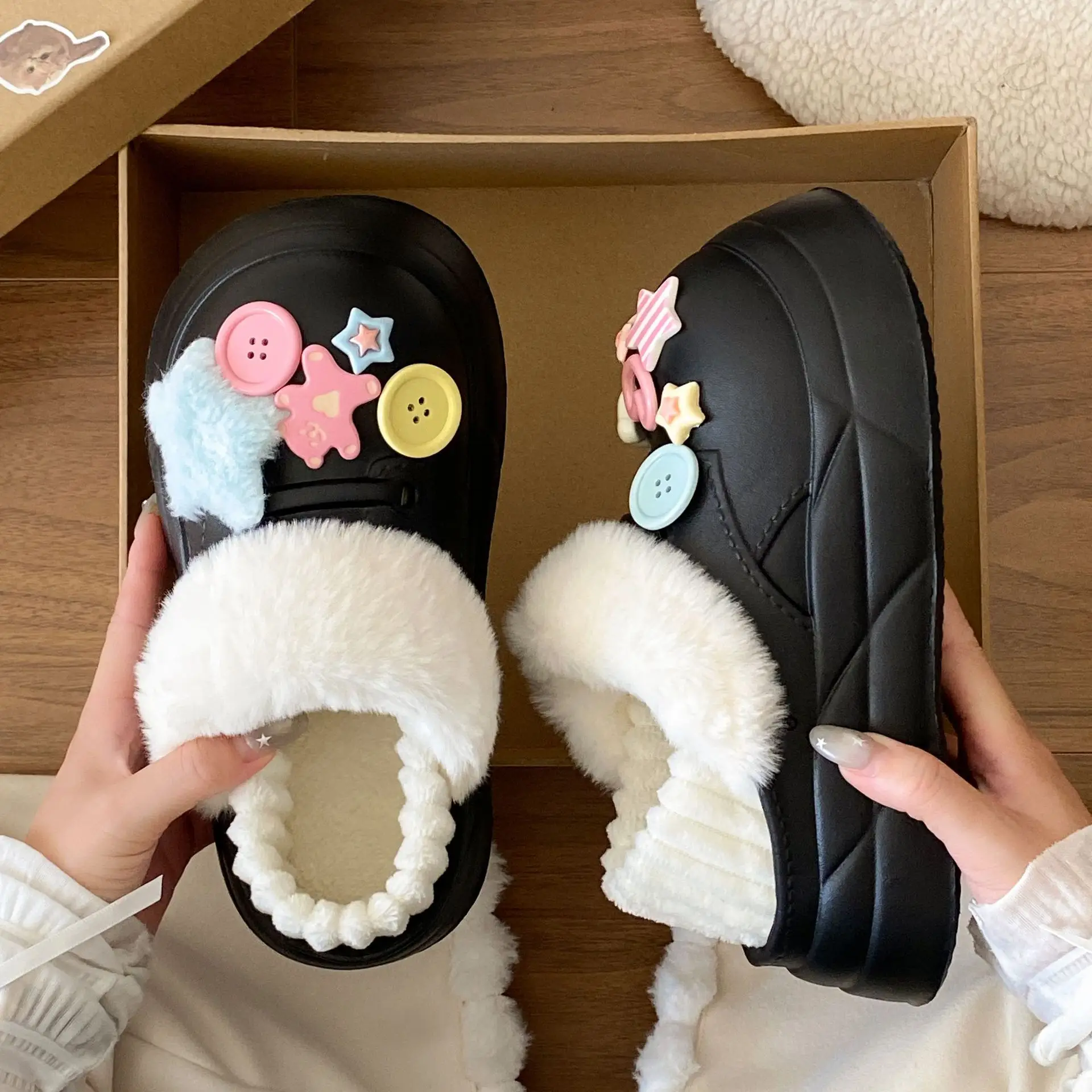 Winter Student Shoes Black Soft Warm Thick Soled - Image 49