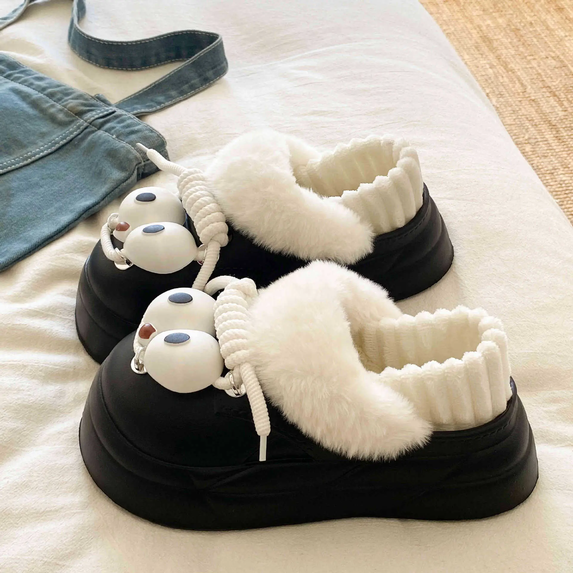 Winter Student Shoes Black Soft Warm Thick Soled - Image 16
