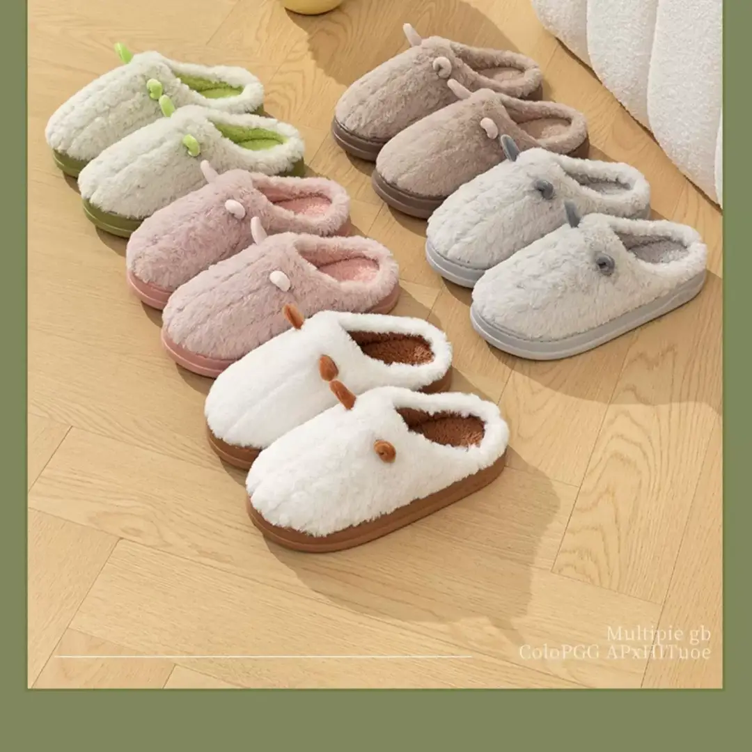 Men's 5 New Winter Indoor Home Thick-Soled Non-Slip Warm Plush Slippers with a Feeling of Stepping on Poop — feature 15