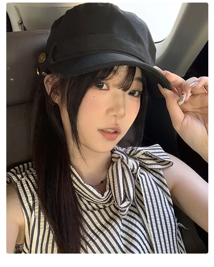 Ultra-Authentic Korean Style Flat Top Baseball Cap Equestrian Hat — feature 10