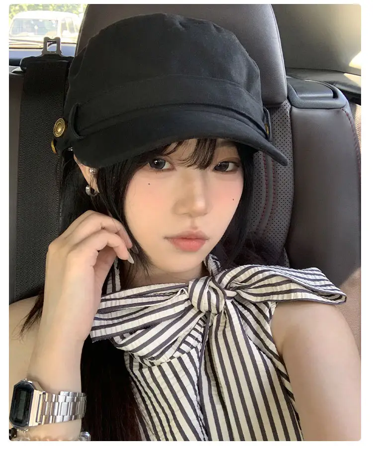 Ultra-Authentic Korean Style Flat Top Baseball Cap Equestrian Hat — feature 12