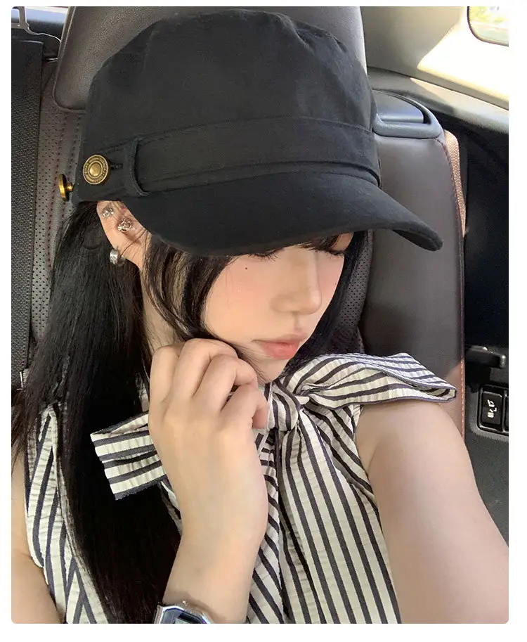 Ultra-Authentic Korean Style Flat Top Baseball Cap Equestrian Hat — feature 13