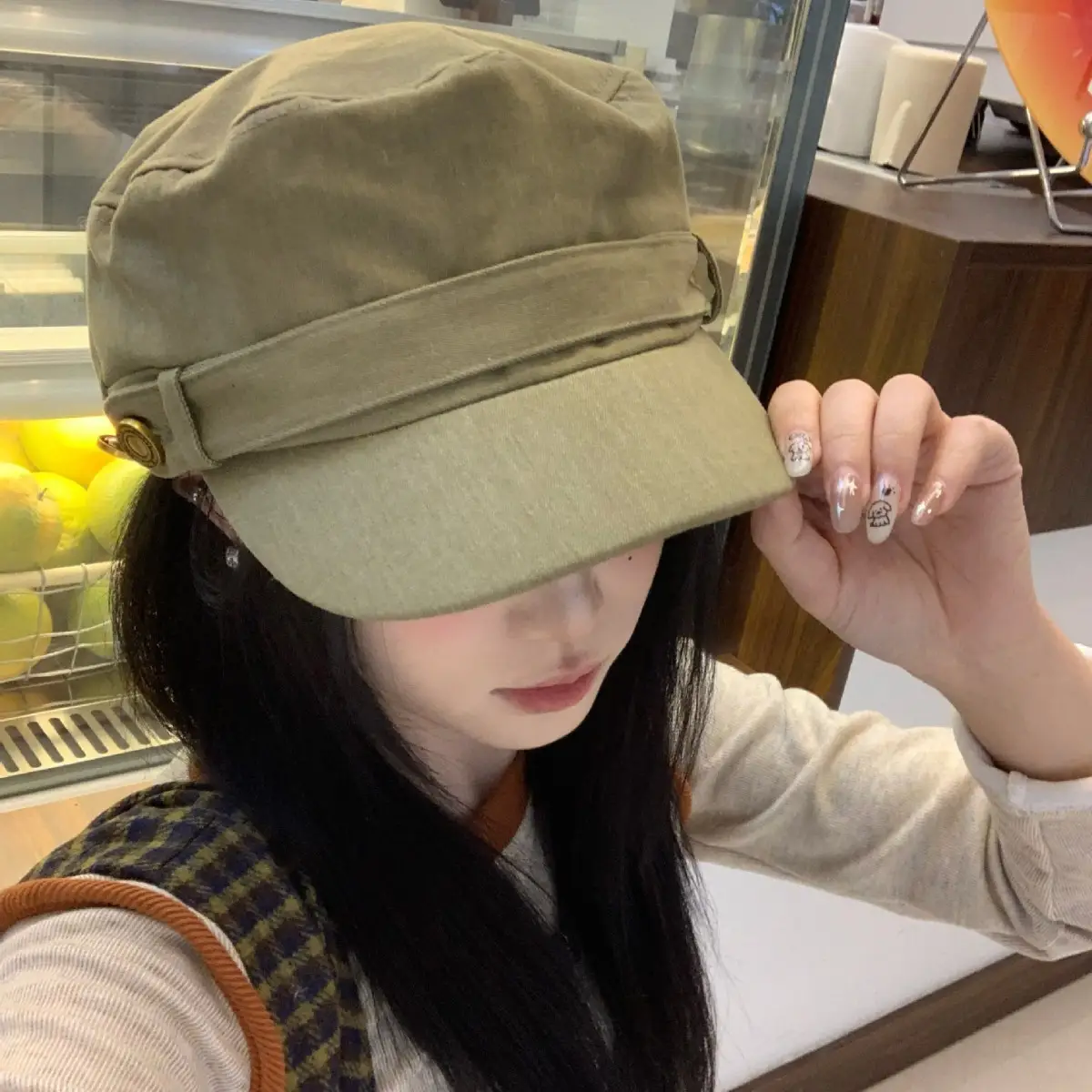 Ultra-Authentic Korean Style Flat Top Baseball Cap Equestrian Hat - Image 2