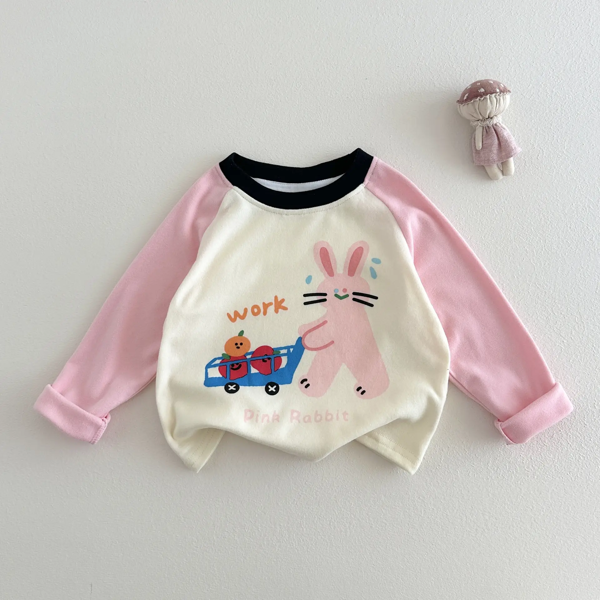 Kids Long Sleeve T-Shirt Pink Rabbit Print 2025 — feature 8