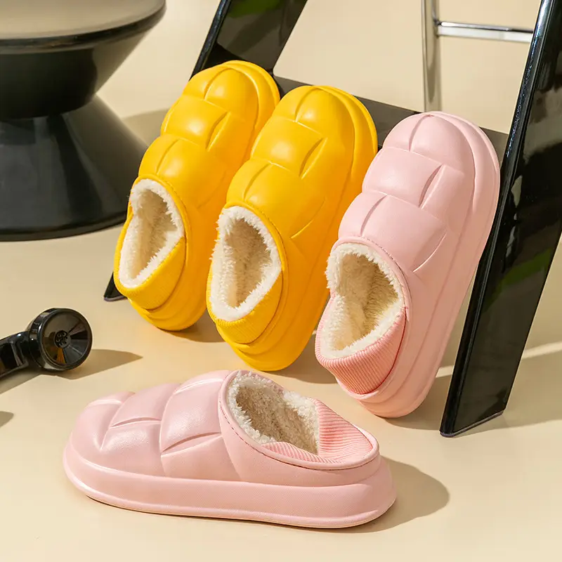Trendy Home Slippers with a Stepping-On-Clouds Feel, Plush and Thickened, Non-Slip Cotton Slippers for Autumn and Winter, Plush Closed-Back Maternity Slippers - Image 9
