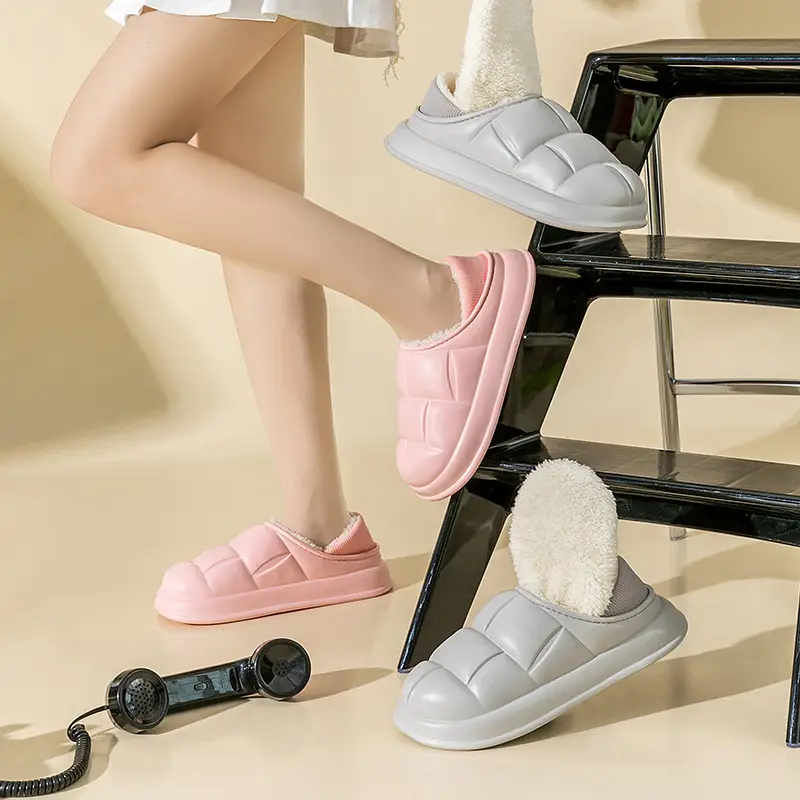 Trendy Home Slippers with a Stepping-On-Clouds Feel, Plush and Thickened, Non-Slip Cotton Slippers for Autumn and Winter, Plush Closed-Back Maternity Slippers - Image 10