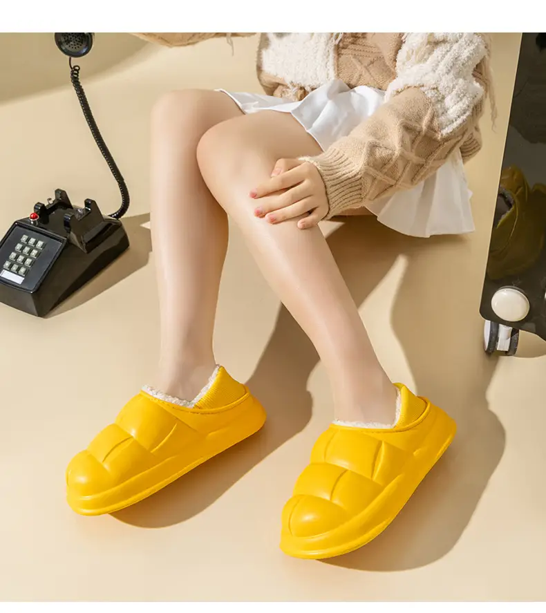 Trendy Home Slippers with a Stepping-On-Clouds Feel, Plush and Thickened, Non-Slip Cotton Slippers for Autumn and Winter, Plush Closed-Back Maternity Slippers — feature 13