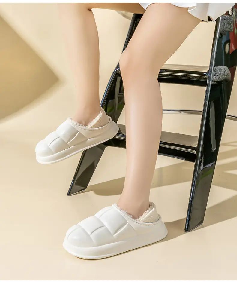 Trendy Home Slippers with a Stepping-On-Clouds Feel, Plush and Thickened, Non-Slip Cotton Slippers for Autumn and Winter, Plush Closed-Back Maternity Slippers — feature 15