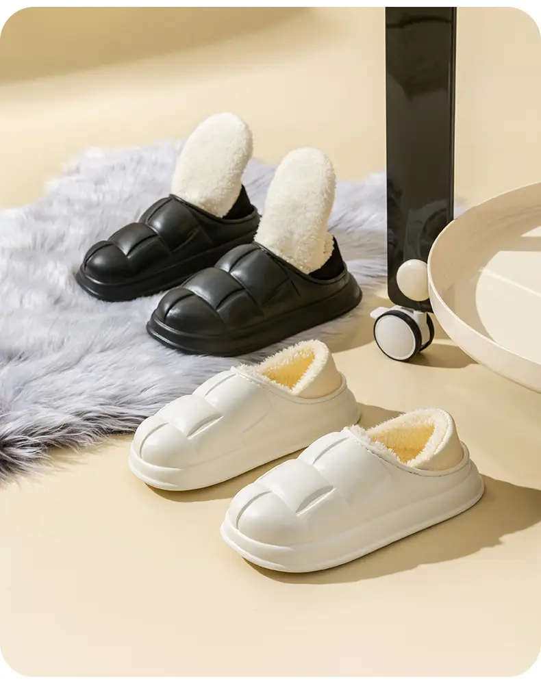 Trendy Home Slippers with a Stepping-On-Clouds Feel, Plush and Thickened, Non-Slip Cotton Slippers for Autumn and Winter, Plush Closed-Back Maternity Slippers — feature 19